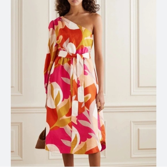 Rebecca Vallance Sangria One Sleeve Midi SunDress NWT - Picture 2 of 9